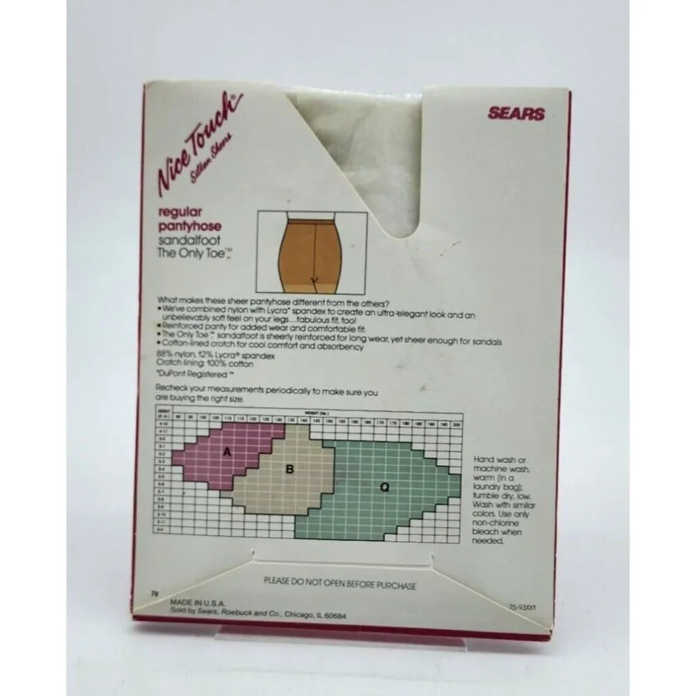 Vtg‎ Sears Nice Touch Silken Sheers Sandalfoot Pantyhose 